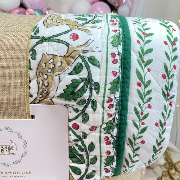 THE FARMHOUSE RACHEL ASHWELL Holiday Holly Berry Reindeer KING Quilt 3 PC Set - Picture 2 of 4